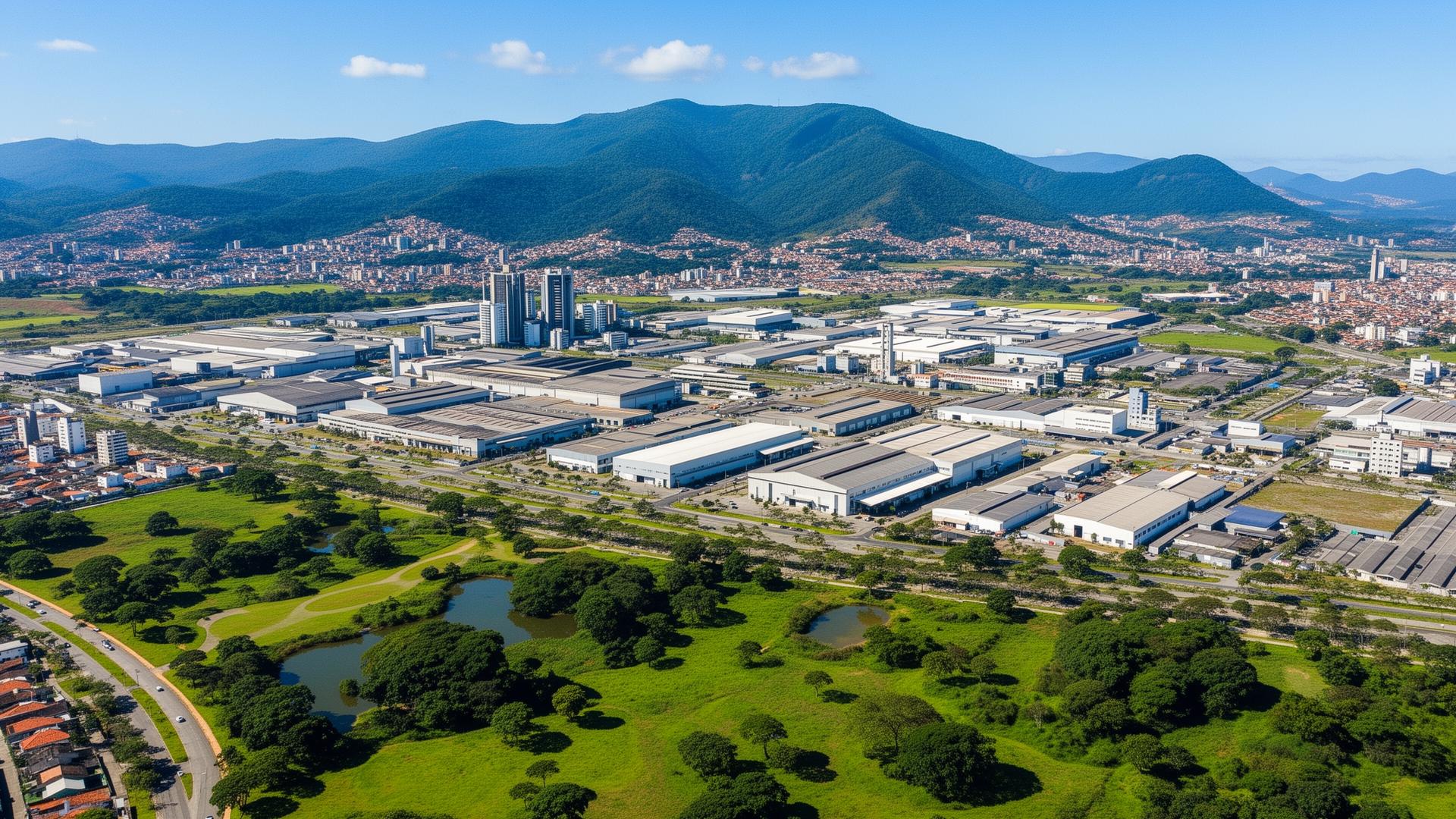 Aerial view of Joinville industrial district, Santa Catarina, Brazil